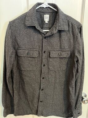 GAP Dark Heather Gray Knit Shirt Jacket